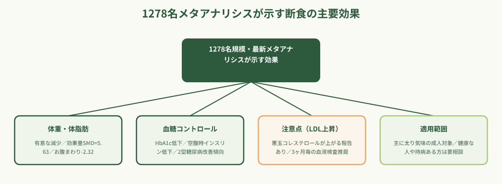断食の効果を4軸で整理した階層図
