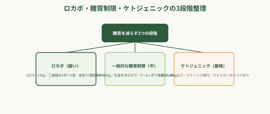 3つの糖質制限ダイエットの比較階層図